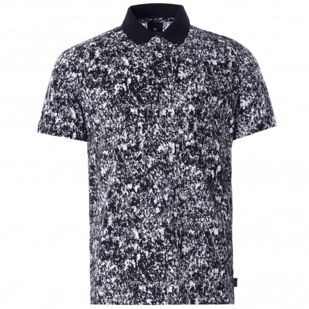 PAUL SMITH
Monochrome 'Crowd' Print Polo Shirt